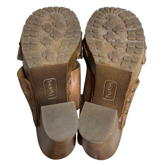 KORKS Kristian Slingback Platform Sandal Leather Tan Brown Size 7 - Picture 6 of 7